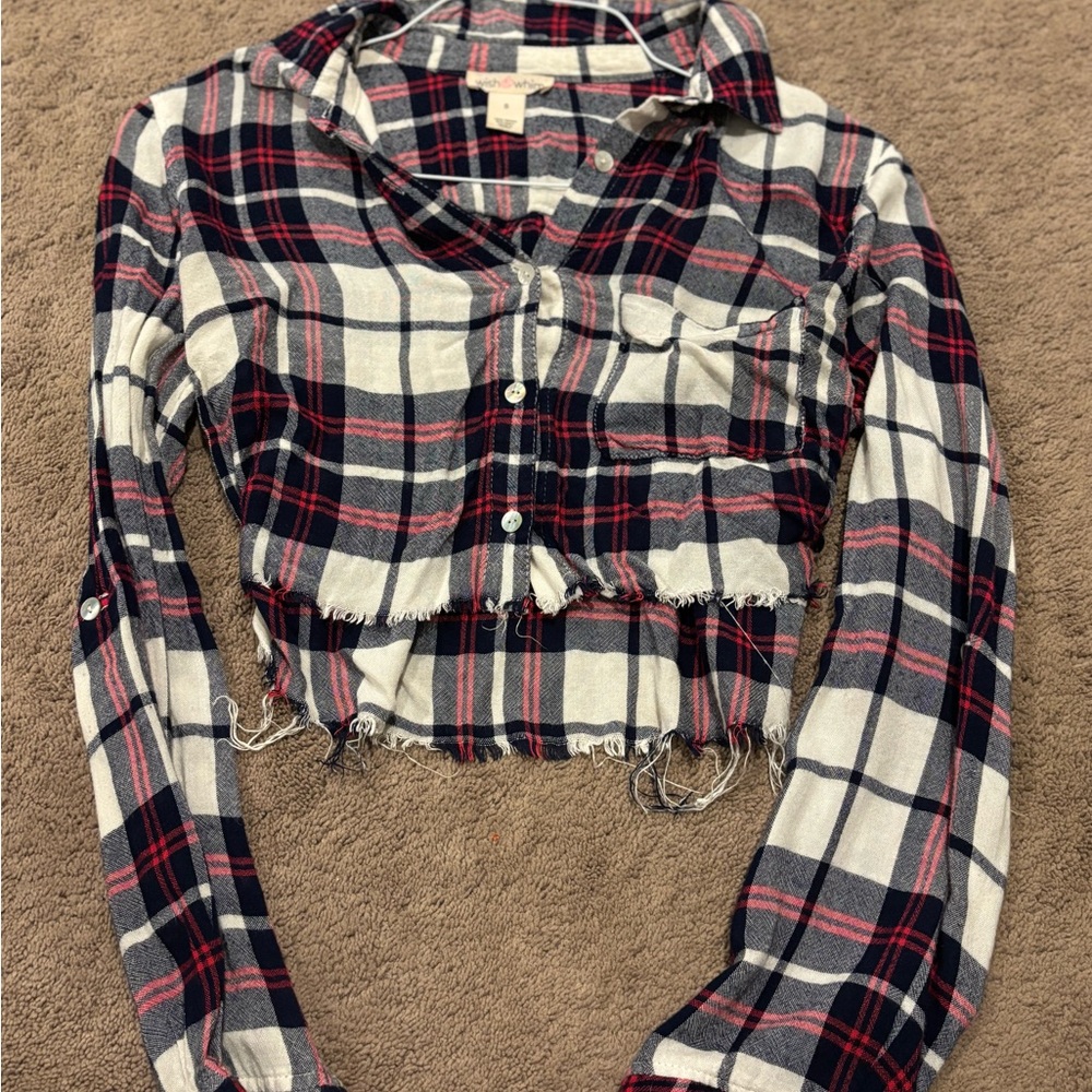 Plaid Crop Top - Red and Black